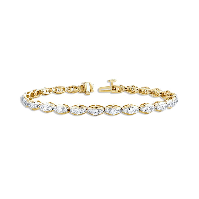 Diamond Oval Link Bracelet 3 ct tw Yellow Gold Plated 7.25