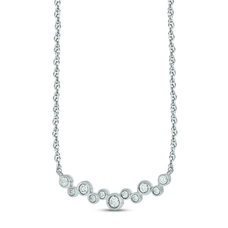 Diamond Bezel Bar Necklace 1/5 ct tw Round-cut White Gold Plated 18