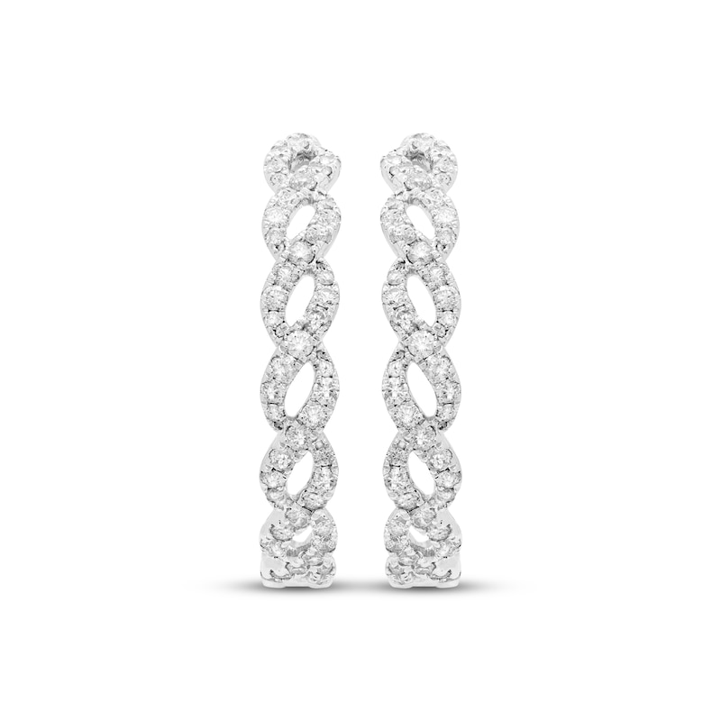 Diamond Twist Hoop Earrings 2 ct tw White Gold Plated