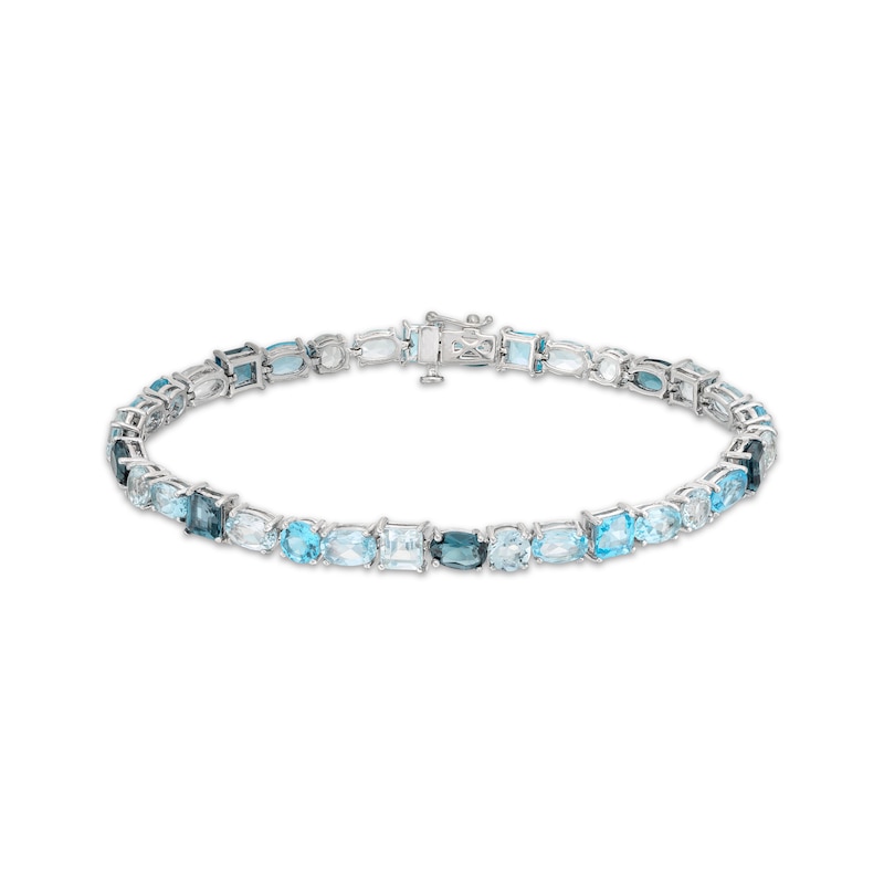Vibrant Shades Swiss, London Blue Topaz & Aquamarine Bracelet Silver Plated 7.5