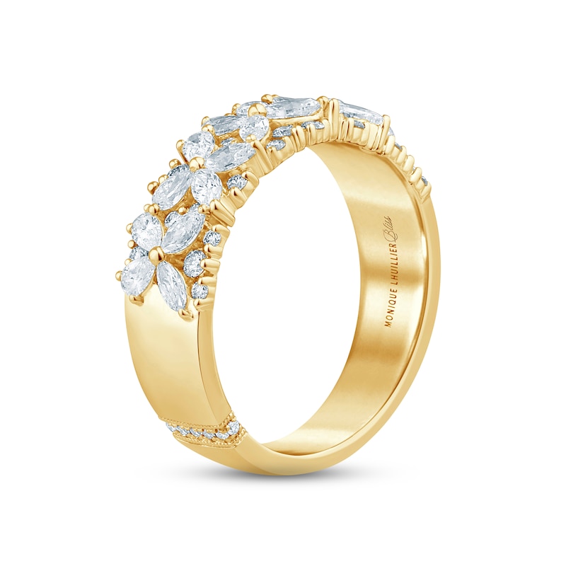 Monique Lhuillier Bliss Diamond Anniversary Ring 1 ct tw Marquise, Pear & Round-cut Yellow Gold Plated