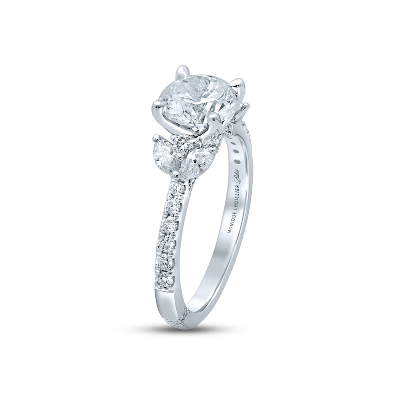 Monique Lhuillier Bliss Diamond Engagement Ring 2-1/8 ct tw Round & Marquise-cut White Gold Plated