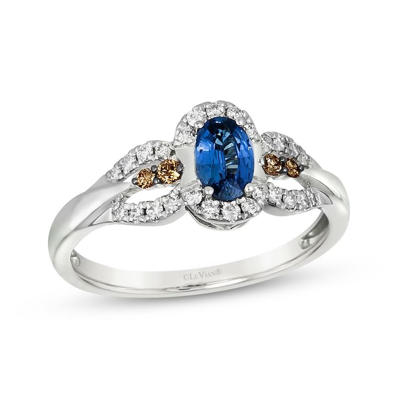 Le Vian Oval-Cut Sapphire Ring 1/5 ct tw Diamonds Vanilla Gold Plated