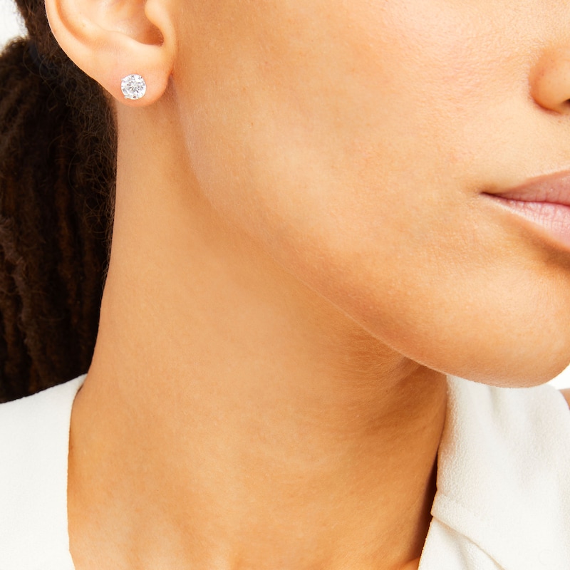 Lab-Created Diamonds by Solitaire Stud Earrings 2 ct tw White Gold Plated