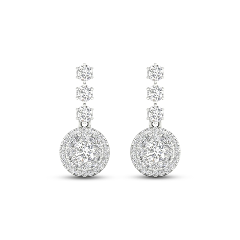 Multi-Diamond Drop Earrings 2 ct tw Round & Marquise-cut White Gold Plated