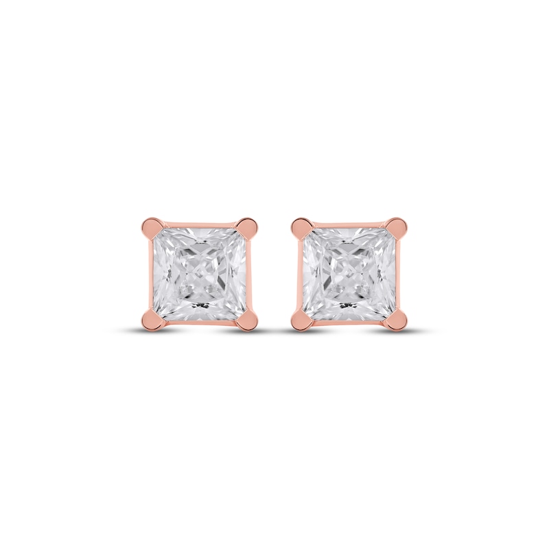 Lab-Created Diamonds by Princess-Cut Solitaire Stud Earrings 1-1/2 ct tw Rose Gold Plated