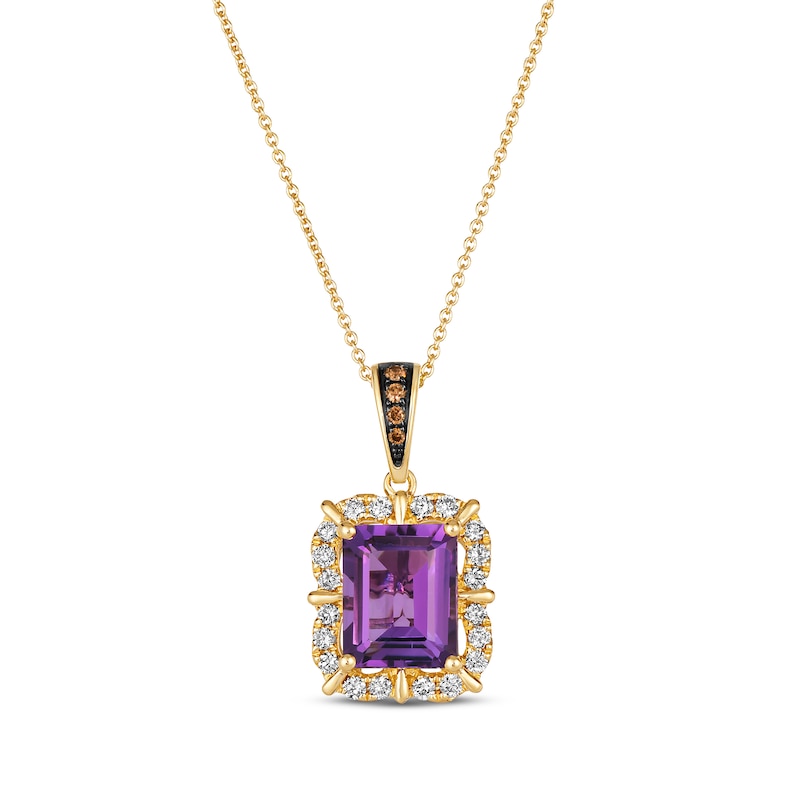 Le Vian Emerald-Cut Amethyst Necklace 3/8 ct tw Diamonds Honey Gold Plated 19