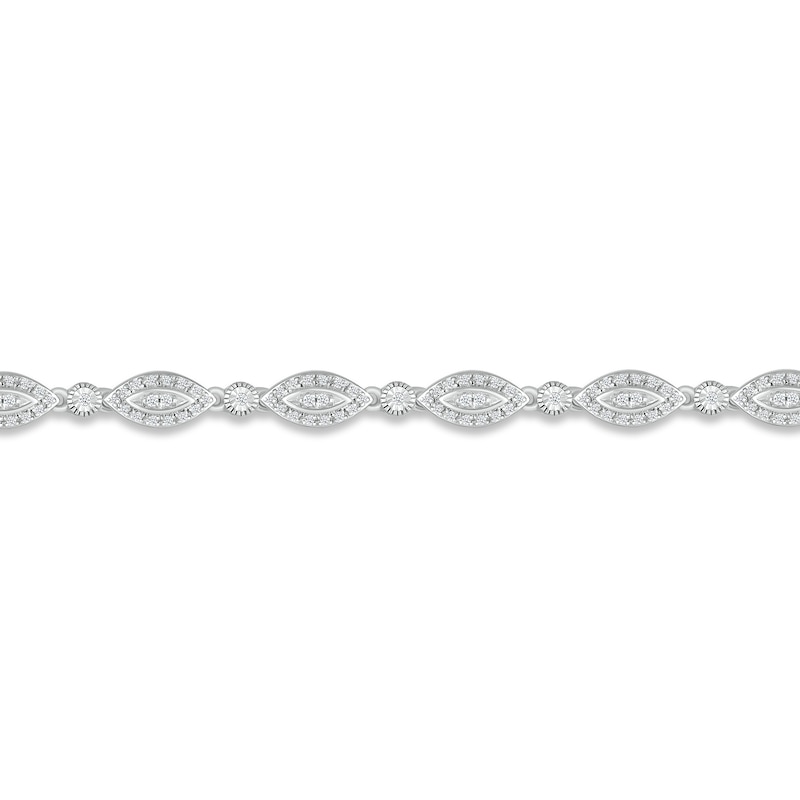 Diamond Marquise Line Bracelet 1/2 ct tw Round-cut White Gold Plated 7.25