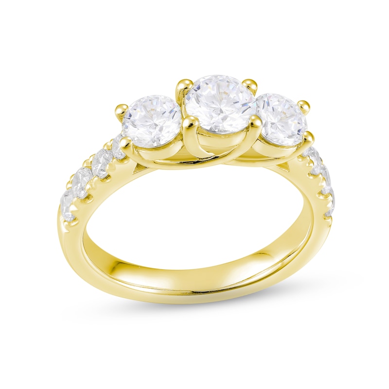 Diamond Three-Stone Engagement Ring 2 ct tw Round-cut Yellow Gold Plated