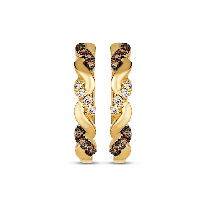 Le Vian Chocolate Twist Round-Cut Diamond Hoop Earrings 3/8 ct tw Honey Gold Plated