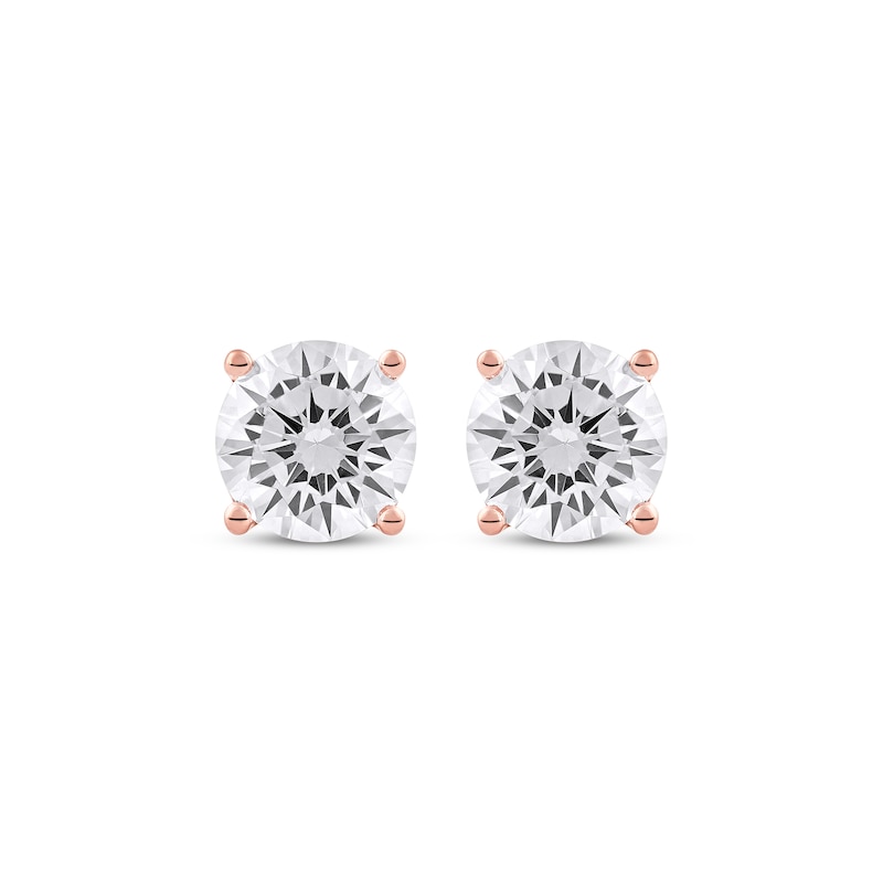 Lab-Created Diamonds by Round-Cut Solitaire Stud Earrings 3 ct tw Rose Gold Plated