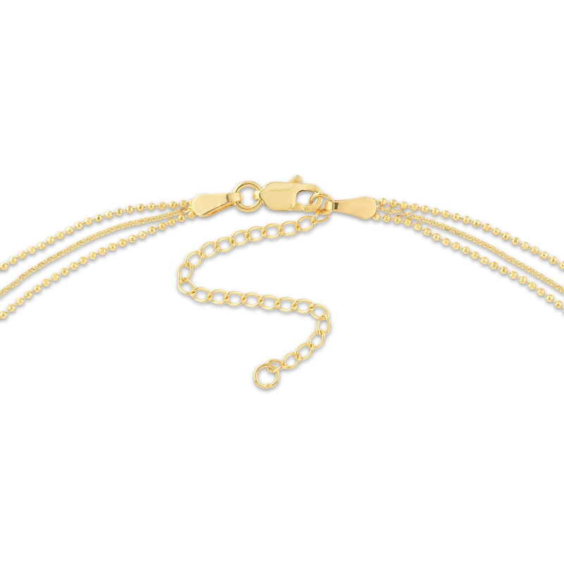Three-Strand Sideways Cross Necklace Yellow Gold Plated 18