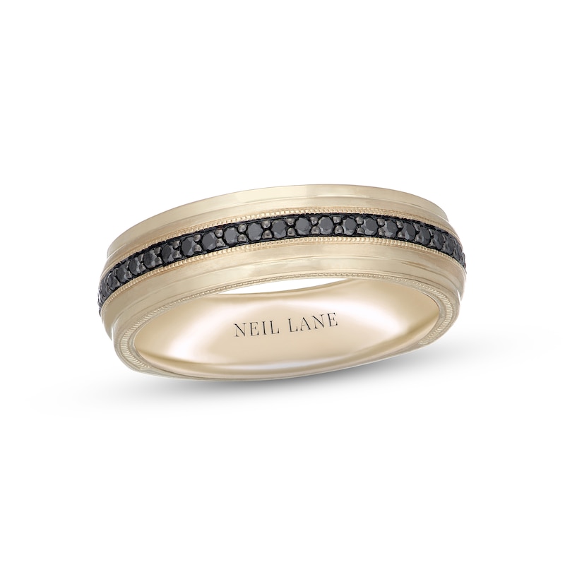 Neil Lane Men's Black Diamond Wedding Band 1/4 ct Yellow Gold Plated