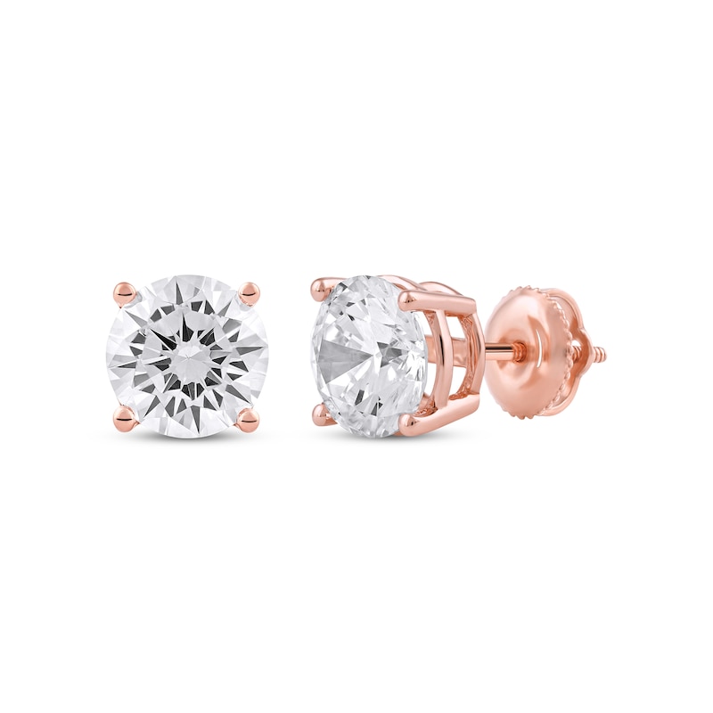 Lab-Created Diamonds by Round-Cut Solitaire Stud Earrings 3 ct tw Rose Gold Plated