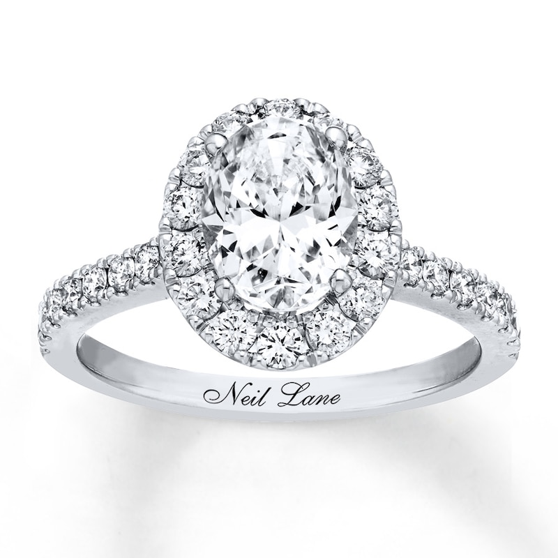 Neil Lane Oval-Shaped Diamond Engagement Ring 2-1/8 ct tw White Gold Plated