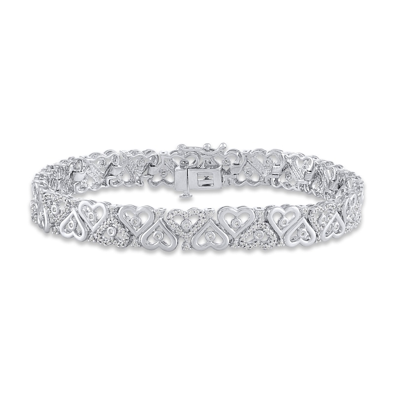 Diamond Heart Bracelet 1 ct tw White Gold Plated 7