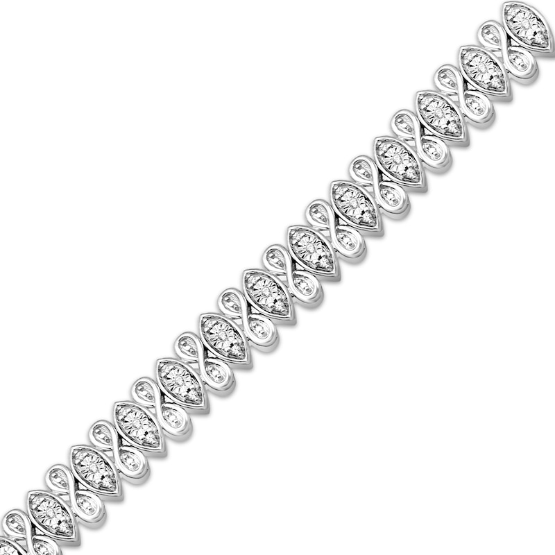 Diamond Infinity & Marquise Link Tennis Bracelet 1/4 ct tw Silver Plated 7.25