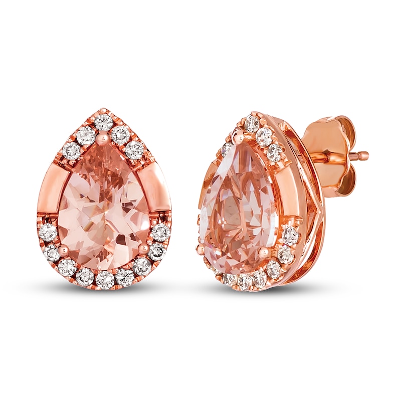 Le Vian Morganite Earrings 1/3 ct tw Diamonds Strawberry Gold Plated