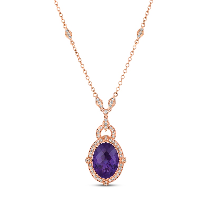 Le Vian Creme Brulee Amethyst Necklace 1 ct tw Diamonds Strawberry Gold Plated 17