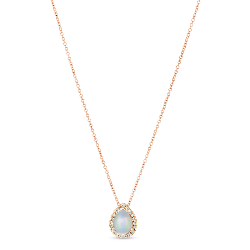 Le Vian Opal & Diamond Necklace 1/8 ct tw Strawberry Gold Plated 18