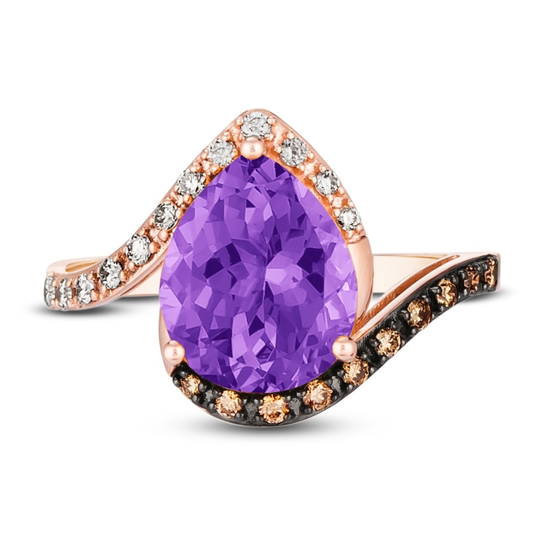 Le Vian Amethyst Ring 1/4 ct tw Diamonds Strawberry Gold Plated