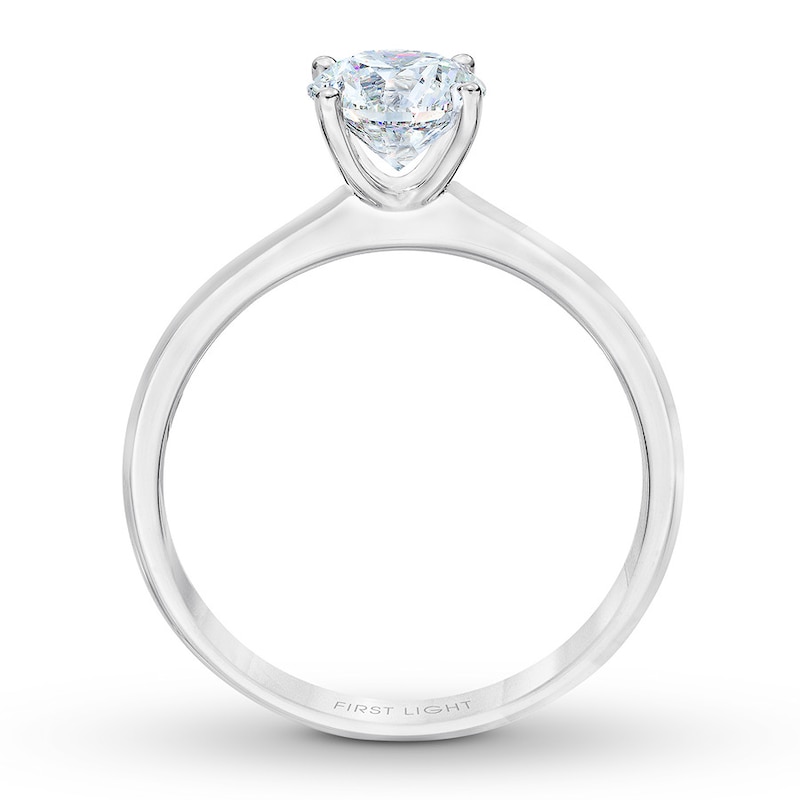 THE LEO First Light Diamond Solitaire Engagement Ring 1 Carat Round White Gold Plated