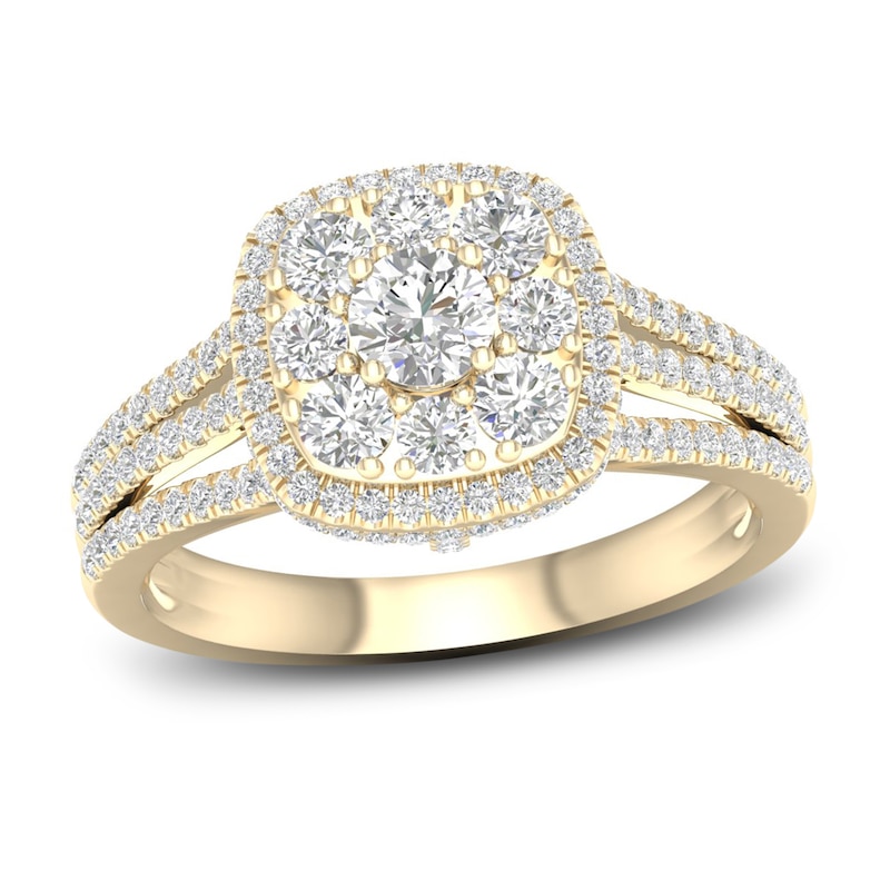 Multi-Diamond Engagement Ring 1-1/5 ct tw Round-Cut Yellow Gold Plated