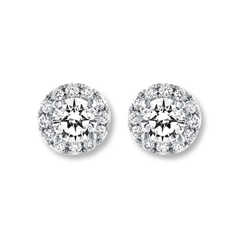THE LEO Diamond Earrings 7/8 ct tw Round-cut White Gold Plated