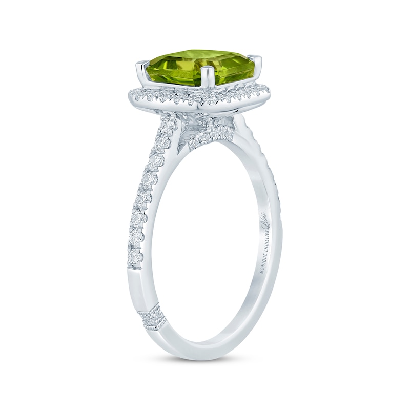 Monique Lhuillier Bliss Emerald-Cut Peridot & Diamond Engagement Ring 1/2 ct tw White Gold Plated