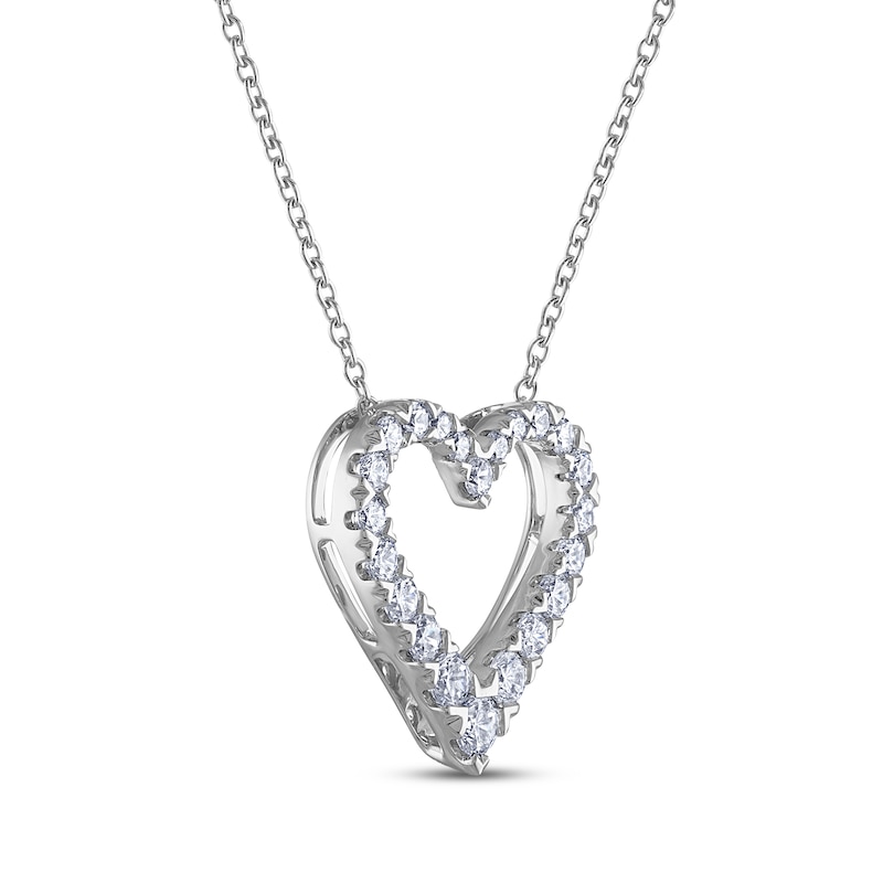 THE LEO Diamond Heart Necklace 3/4 ct tw White Gold Plated 19”