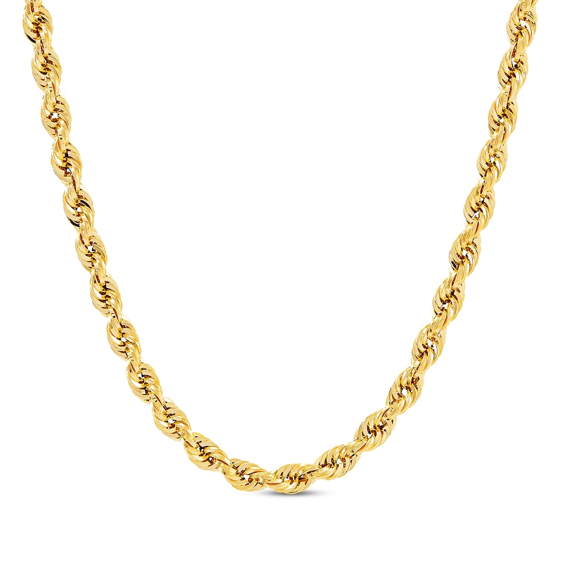 Solid Glitter Rope Chain Necklace 5.5mm Yellow Gold Plated 22