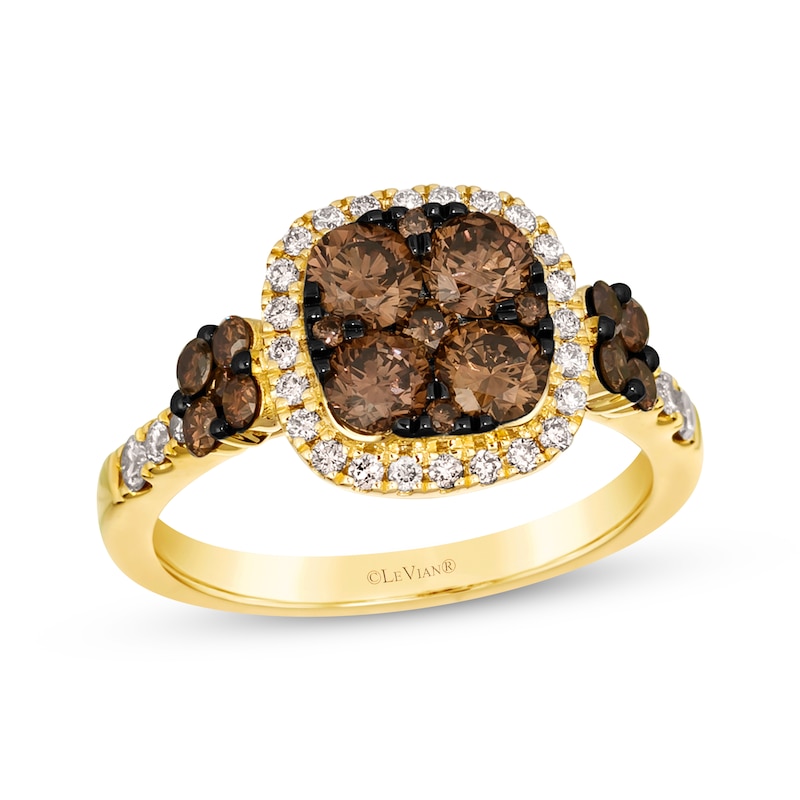 Le Vian Vault Diamond Cushion Frame Ring 1-1/2 ct tw Honey Gold Plated