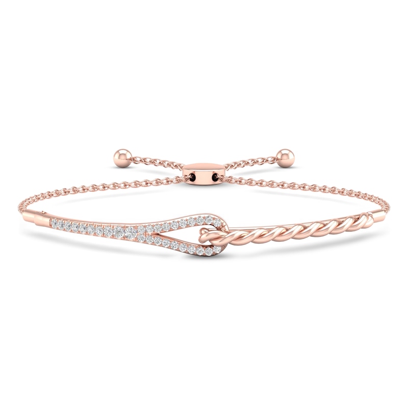 Love + Be Loved Diamond Bolo Bracelet 1/2 ct tw Rose Gold Plated