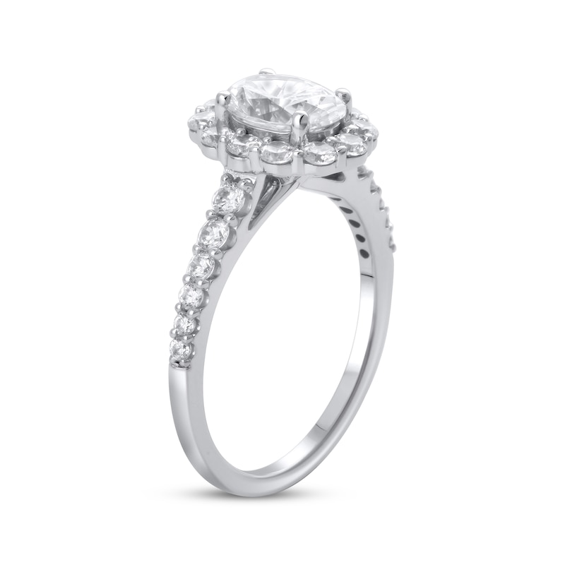 Lab-Created Diamonds by Oval-Cut Engagement Ring 1-3/4 ct tw White Gold Plated