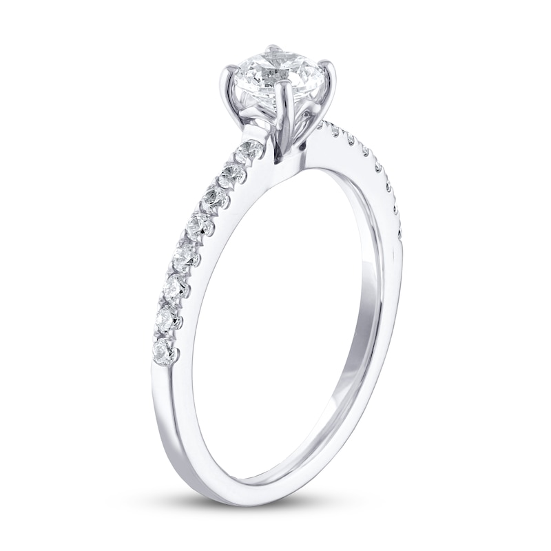 THE LEO Diamond Engagement Ring 3/4 ct tw Round-cut White Gold Plated