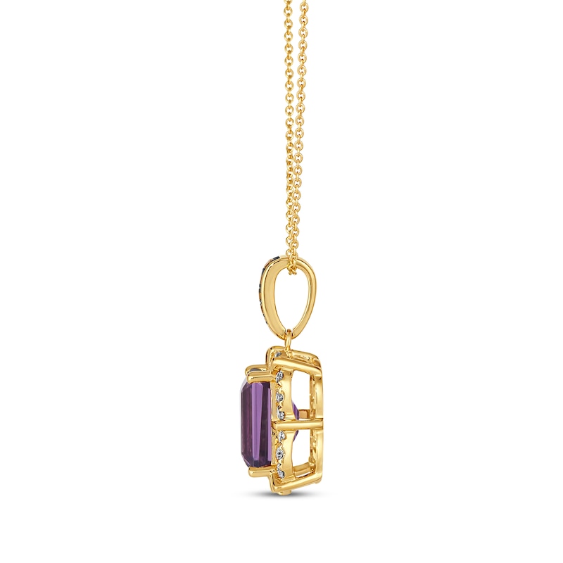Le Vian Emerald-Cut Amethyst Necklace 3/8 ct tw Diamonds Honey Gold Plated 19