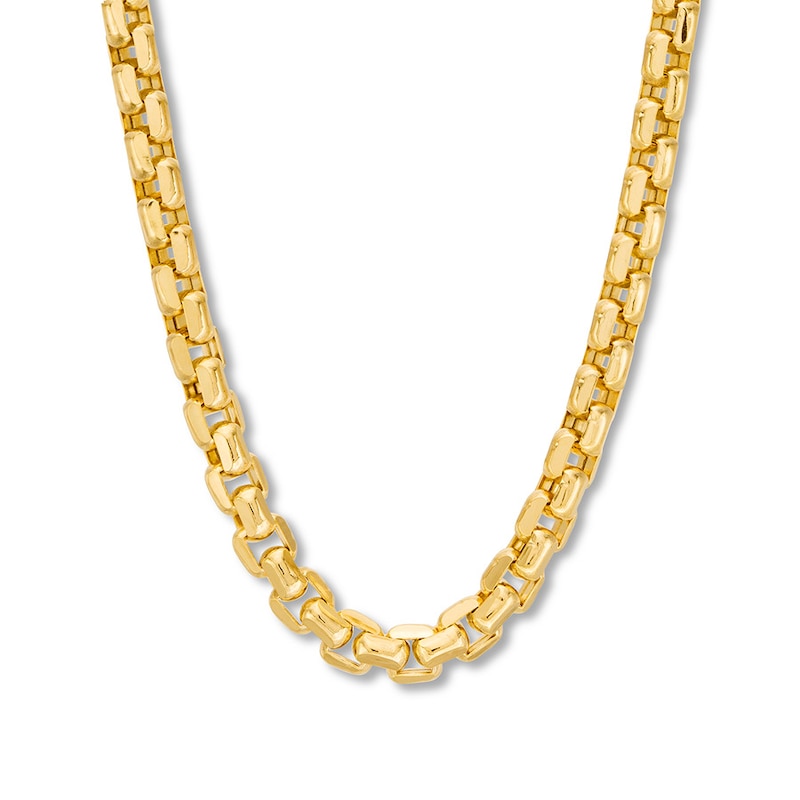 Box Chain Necklace Yellow Gold Plated 24