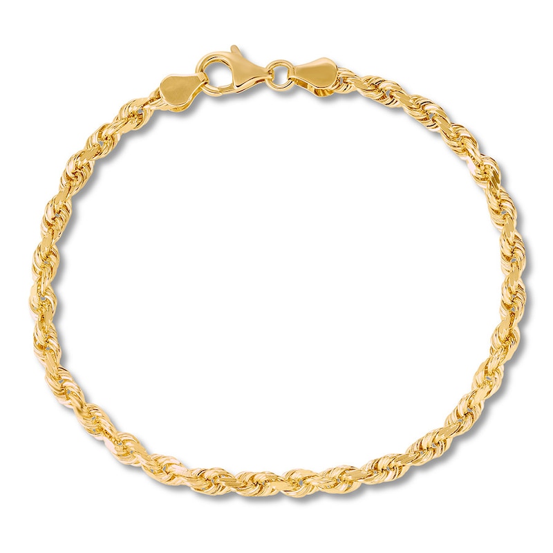 Textured Solid Rope Chain Bracelet Yellow Gold Plated 8.5