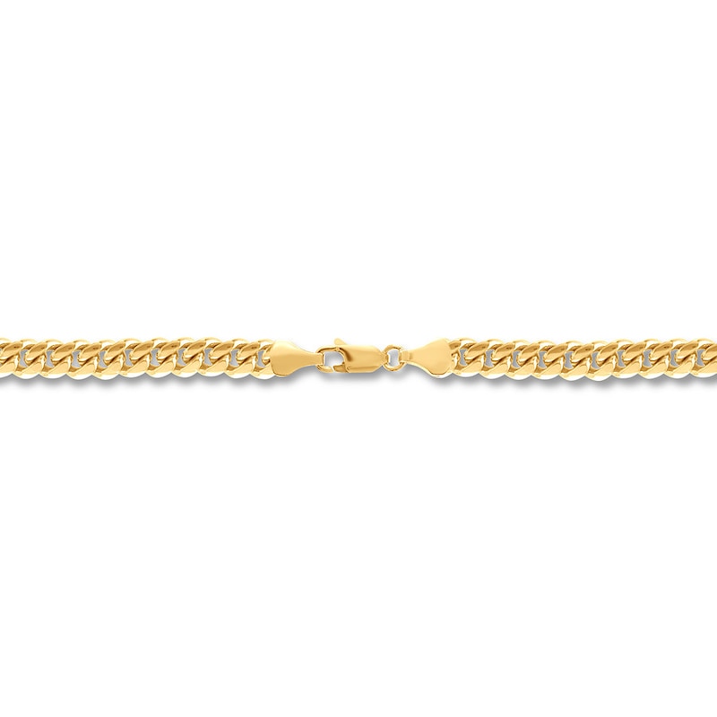 Solid Miami Cuban Curb Chain Necklace Yellow Gold Plated