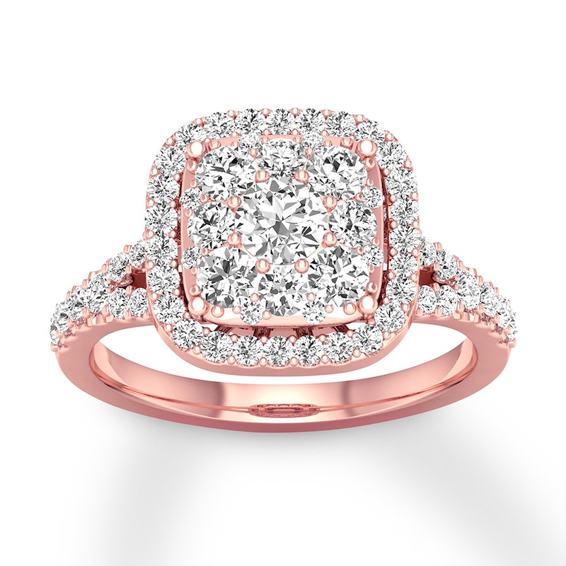 Diamond Engagement Ring 3/4 ct tw Round-cut Rose Gold Plated