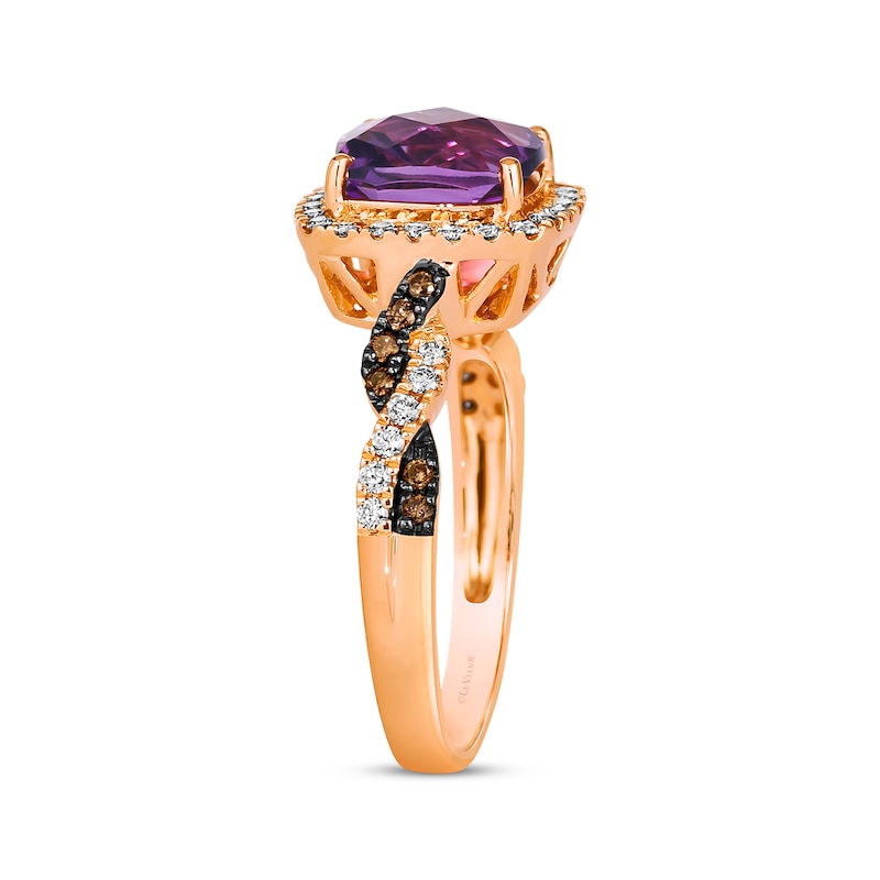 Le Vian Chocolate Twist Amethyst Ring 1/3 ct tw Diamonds Strawberry Gold Plated