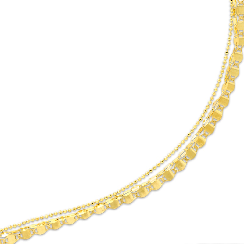 Three-Strand Chain Necklace Yellow Gold Plated 18