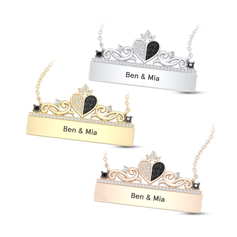 Treasures Wonderland Black & White Diamond Necklace 1/4 ct tw Rose Gold Plated 17