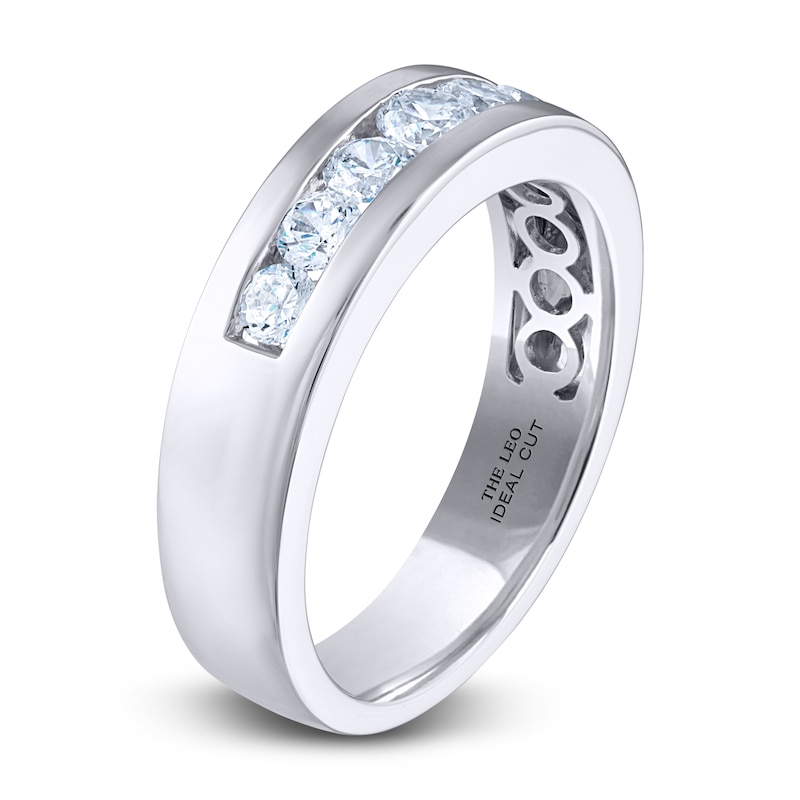 Men's THE LEO Ideal Cut Diamond Wedding Band 1 ct tw White Gold Plated
