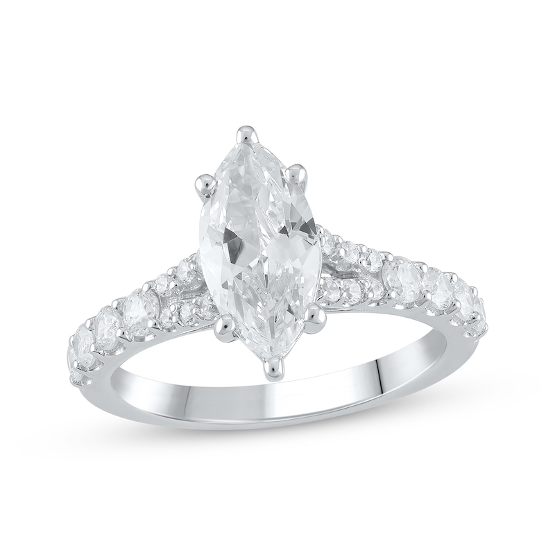 Lab-Created Diamonds by Marquise-Cut Engagement Ring 2 ct tw White Gold Plated