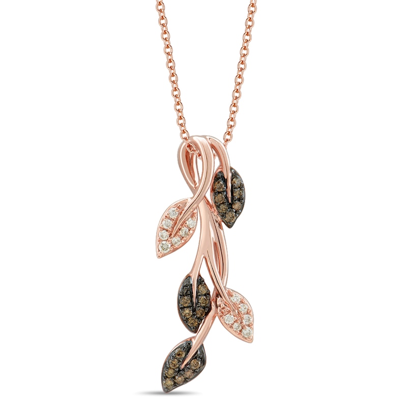 Le Vian Diamond Leaf Necklace 1/5 ct tw Strawberry Gold Plated 18