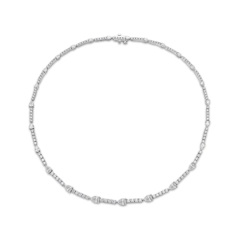 Pear-Shaped & Round-Cut Diamond Station Necklace 12 ct tw White Gold Plated 18