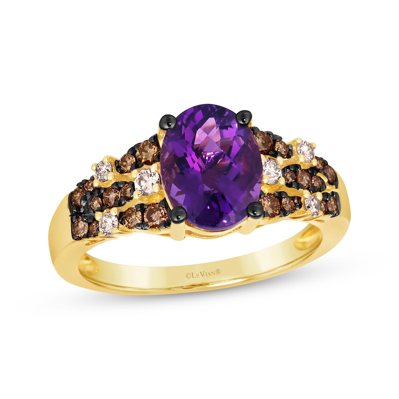 Le Vian Amethyst Ring 3/8 ct tw Diamonds Honey Gold Plated