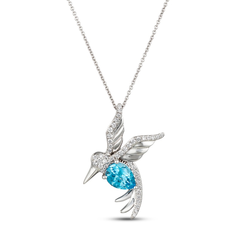 Le Vian Blue Topaz Hummingbird Necklace 1/4 ct tw Vanilla Gold Plated 18