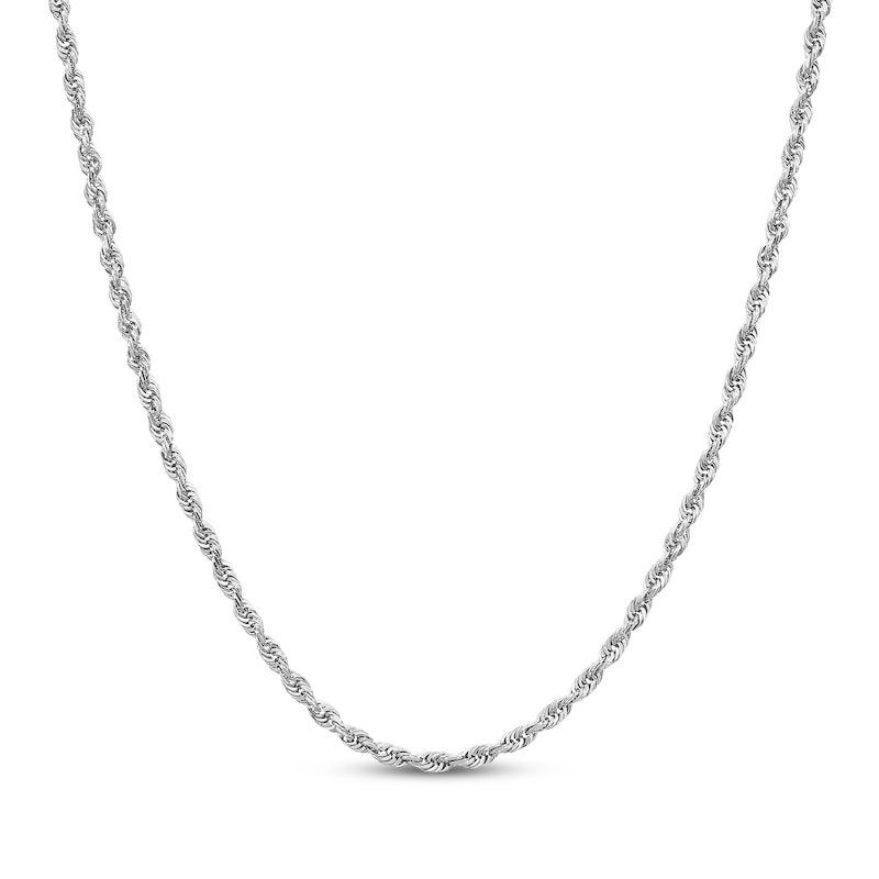 Solid Glitter Rope Chain Necklace 3mm White Gold Plated 18